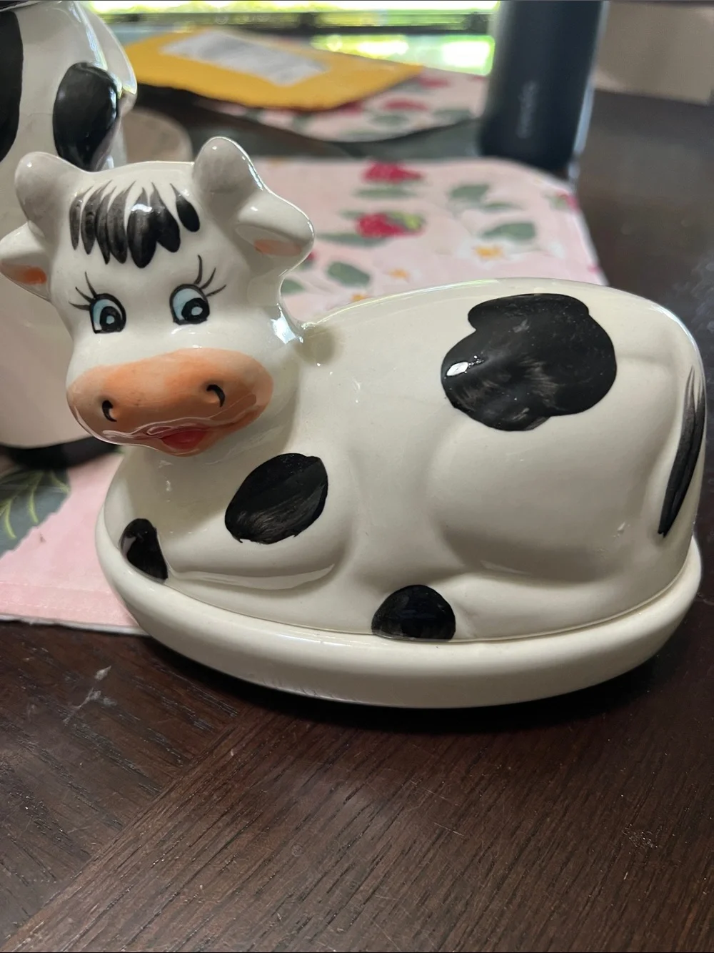 New PIER ONE Ceramic Black & White Cow Cookie Jar and Butter Dish Set